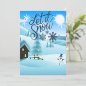 Kerstvakantie met Sneeuw Familie Feestdagenkaart (Staand voorkant)