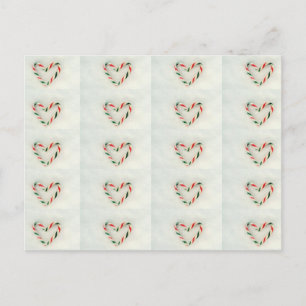 kerstvakantie met snoepriet hart op echte sneeuw briefkaart