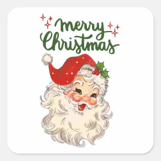  kerstvakantie met vrolijk kerstfeest vierkante sticker (Voorkant)