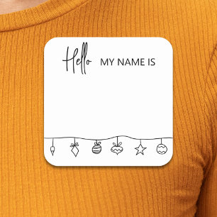 Kerstvakantie Minimalistische Naamlabel Feestje Vierkante Sticker