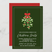 Kerstvakantie Mistletoe Groen Feest Uitnodigen (Voorkant / Achterkant)