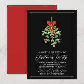 Kerstvakantie Mistletoe Groen Feest Uitnodigen (Voorkant / Achterkant)