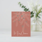 Kerstvakantie mistletoe rood briefkaart (Staand voorkant)