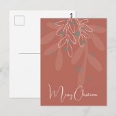 Kerstvakantie mistletoe rood briefkaart (Voorkant / Achterkant)
