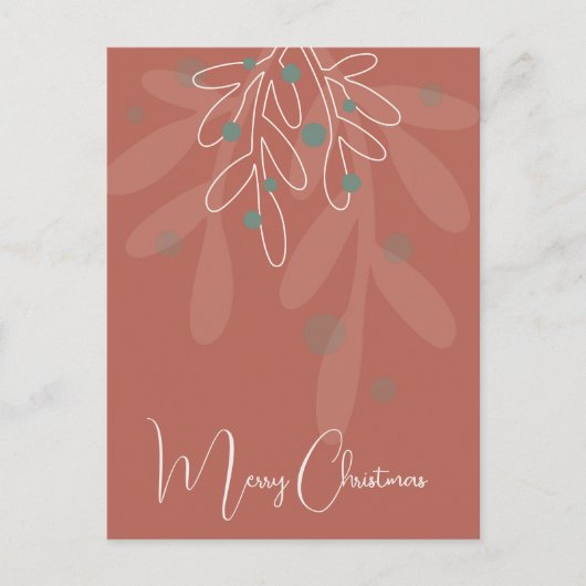 Kerstvakantie mistletoe rood briefkaart (Voorkant)