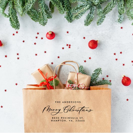 Kerstvakantie modern elegant minimaal script rubberstempel