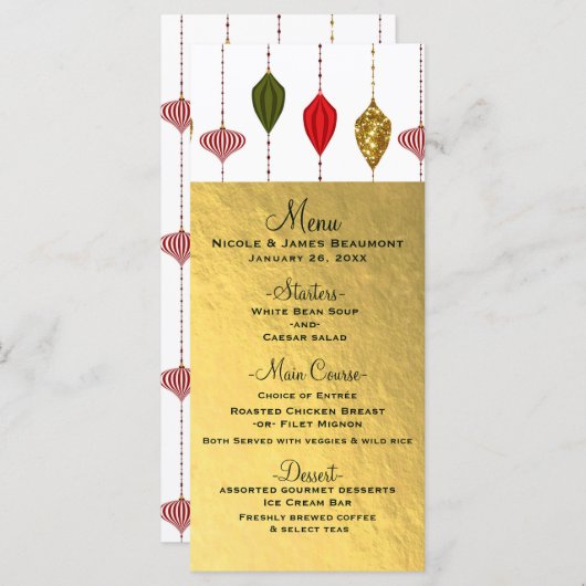 Kerstvakantie  Modern Ornamenten Menu (Voorkant / Achterkant)