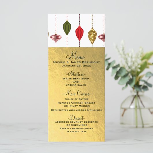 Kerstvakantie Modern Ornamenten Menu (Staand voorkant)