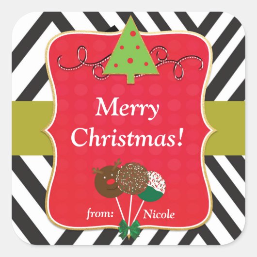 Kerstvakantie Moderne Boom & Cake Pops Stickers (Voorkant)