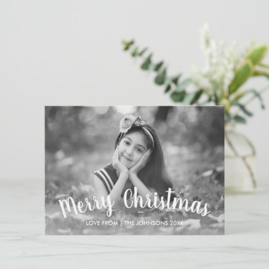 Kerstvakantie Moderne Minimalistische Fotokaart Feestdagenkaart (Staand voorkant)