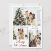 Kerstvakantie Moderne Typografie Drie-Foto  Feestdagenkaart (Voorkant)