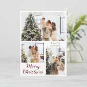 Kerstvakantie Moderne Typografie Drie-Foto  Feestdagenkaart (Staand voorkant)