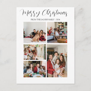 Kerstvakantie Moderne typografie Vier-Foto Feestdagenkaart