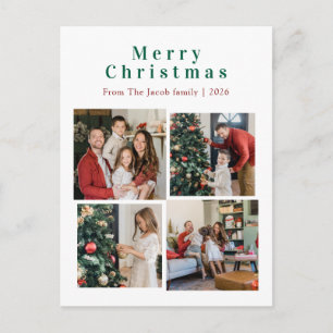 Kerstvakantie Moderne Typografie Vier-Foto Feestdagenkaart