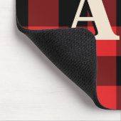 Kerstvakantie Monogram Rood Zwart Gingham Muismat (Hoek)