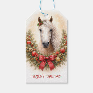 Kerstvakantie Mooie Paard en Krans Cadeaulabel