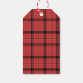 Kerstvakantie Moose Red Plaid Tartan Patroon Cadeaulabel (Achterkant)