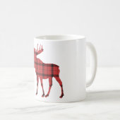 Kerstvakantie Moose Red Plaid Tartan Patroon Koffiemok (Voorkant rechts)