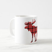 Kerstvakantie Moose Red Plaid Tartan Patroon Koffiemok (Voorkant links)
