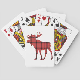 Kerstvakantie Moose Red Plaid Tartan Patroon Pokerkaarten