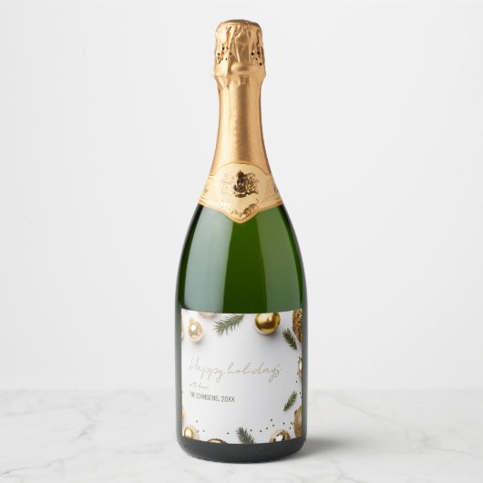 Kerstvakantie Mousserende Wijn Label Sparkling Wijnetiket (Voorkant)