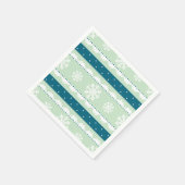 Kerstvakantie Munt & Blauwgroen Sneeuwvlokken Patr Servetten (Hoek)