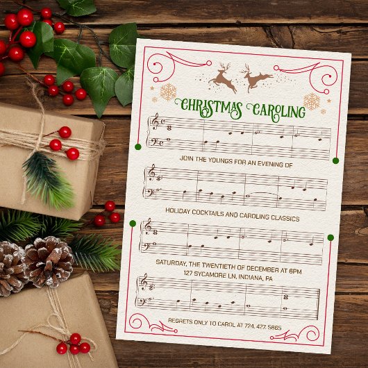 Kerstvakantie muziekblad uitnodiging