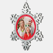 Kerstvakantie naam Gepersonaliseerd Tin Sneeuwvlok Ornament (Rechts)