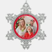 Kerstvakantie naam Gepersonaliseerd Tin Sneeuwvlok Ornament (Voorkant)