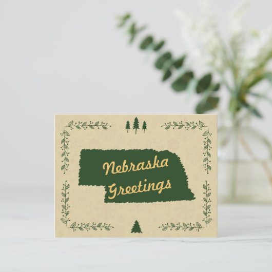 Kerstvakantie Nebraska State Groeten Feestdagenkaart (Staand voorkant)