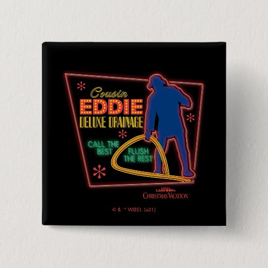 kerstvakantie | Neef Eddie Neon Sign Vierkante Button 5,1 Cm (Voorkant)