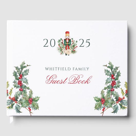 Kerstvakantie Notenkraker Rode Bessen Script Gastenboek (Voorkant)