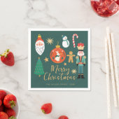 Kerstvakantie Notenkraker Santa Cookie Servet (Insitu)