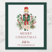 Kerstvakantie Notenkraker Script Groene decoratie Wijn Etiket (Enkel label)