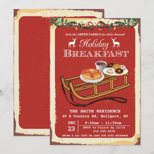 Kerstvakantie Ontbijt uitnodiging (Voorkant / Achterkant)