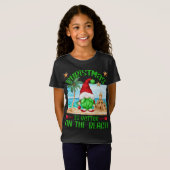 Kerstvakantie op het strand Grappige kabouter T-shirt (Voorkant volledig)