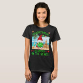 Kerstvakantie op het strand Grappige kabouter T-shirt (Voorkant volledig)