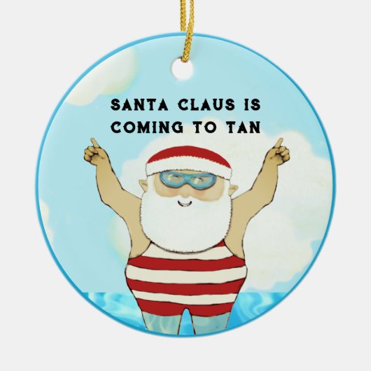 Kerstvakantie op het strand keramisch ornament (Voorkant)