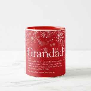 Kerstvakantie Opa Grootvader Papa Definitie Tweekleurige Koffiemok