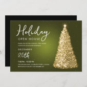 Kerstvakantie open huis goudboom groen kaart (Voorkant / Achterkant)