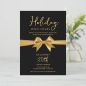 Kerstvakantie Open Huis Gouden Boog Zwart Kaart (Staand voorkant)
