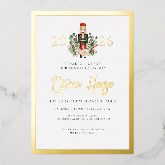 Kerstvakantie Open Huis Notenkraker Script Folie Uitnodiging (Voorkant)