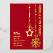 Kerstvakantie Open Huis Party Gold Folie Uitnodiging (Voorkant)