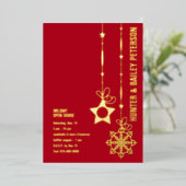 Kerstvakantie Open Huis Party Gold Folie Uitnodiging (Staand Voorkant)