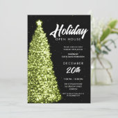 Kerstvakantie Open Huis Party Groen Kaart (Staand voorkant)