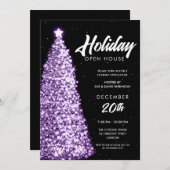 Kerstvakantie Open Huis Party Paarse Kaart (Voorkant / Achterkant)