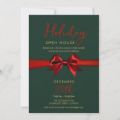 Kerstvakantie Open Huis Rood Lint Groen Kaart (Voorkant)