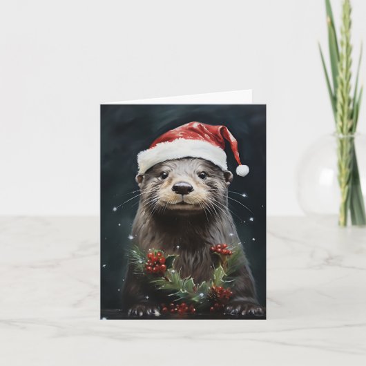 Kerstvakantie Otter Feestdagen Kaart (Voorkant)