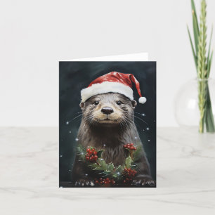 Kerstvakantie otter feestdagen kaart