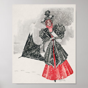 Kerstvakantie oude dame poster